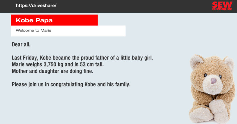Internal communication — Birth announcement on a TV screen