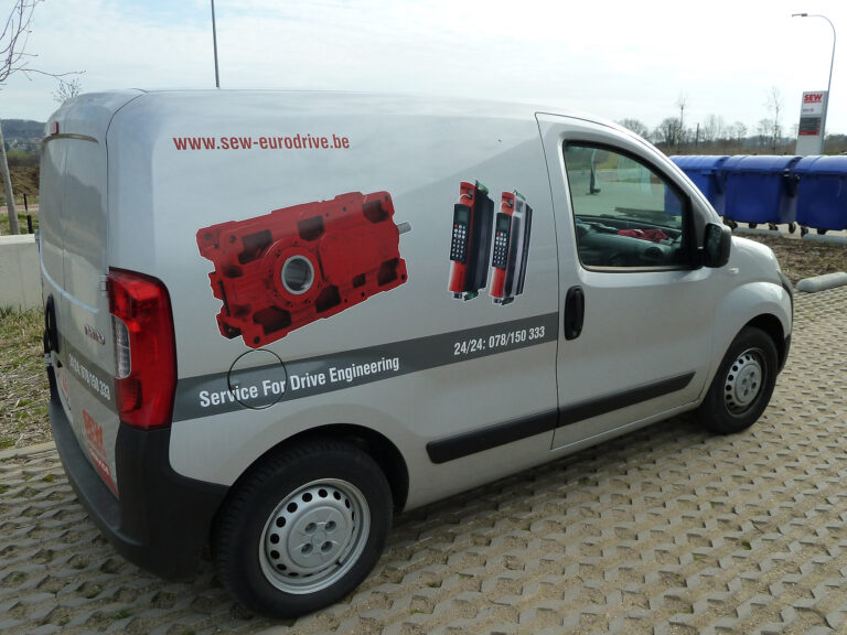 Lettering on a SEW-EURODRIVE vehicle — fleet livery