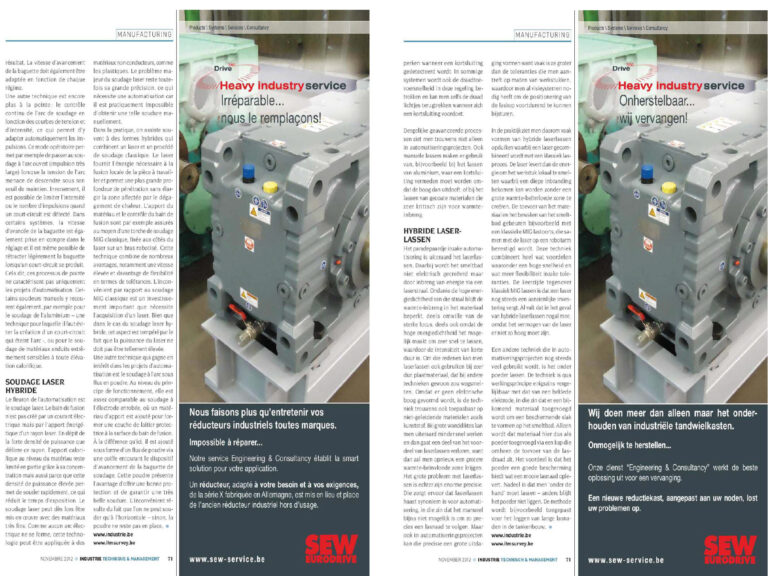 Serviceadvertentie van SEW-EURODRIVE in de vakpers